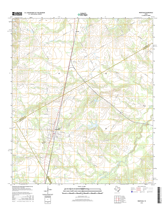 Wortham Texas - 24k Topo Map