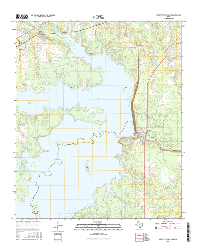 Wright Patman Lake Texas - 24k Topo Map