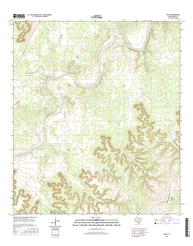 Yates Texas - 24k Topo Map