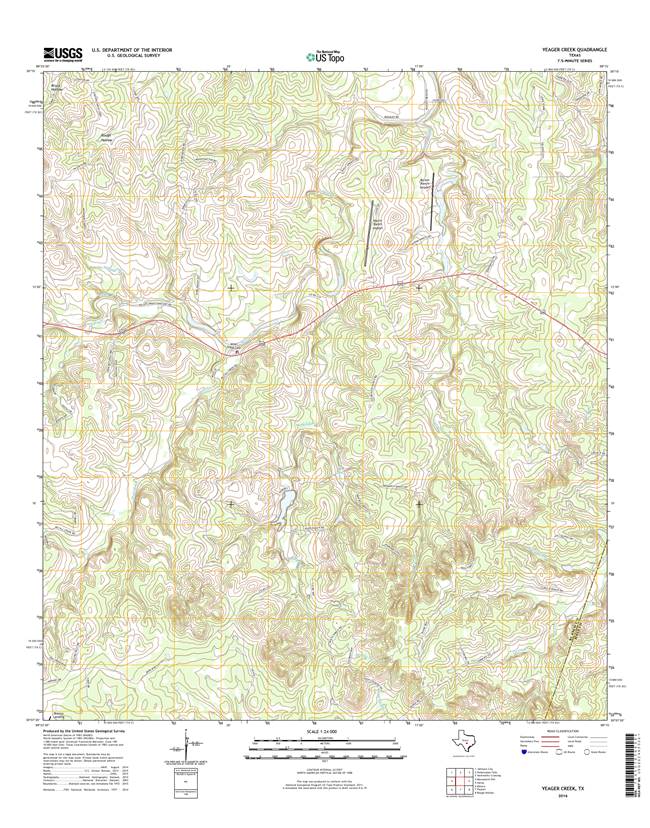 Yeager Creek Texas - 24k Topo Map