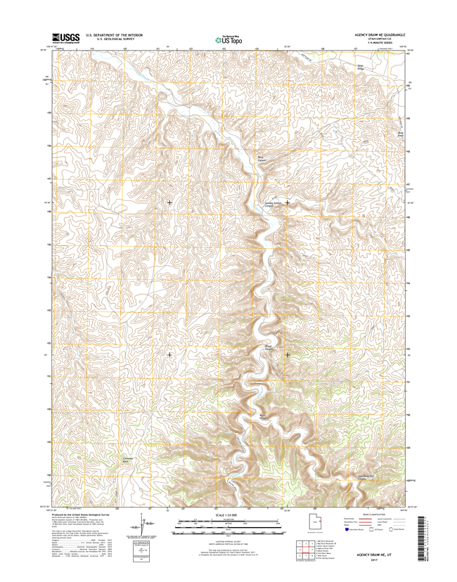 Agency Draw NE Utah - 24k Topo Map