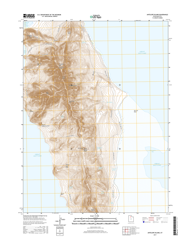 Antelope Island Utah - 24k Topo Map