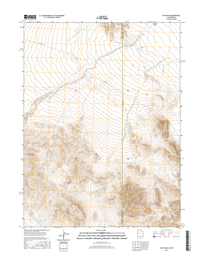 Utah Peak Utah - Nevada - 24k Topo Map