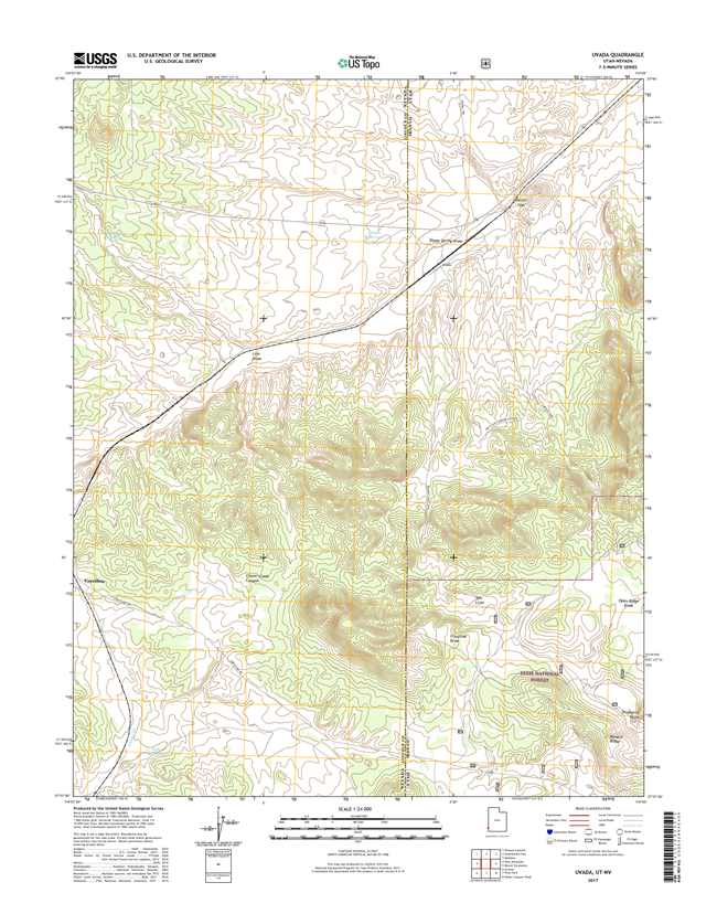 Uvada Utah - Nevada - 24k Topo Map