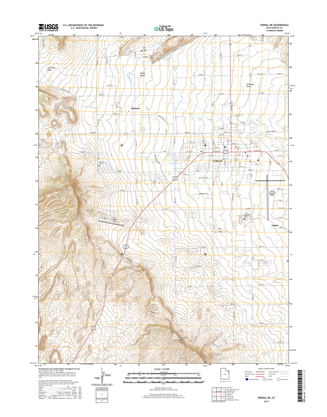 Vernal NE Utah - 24k Topo Map