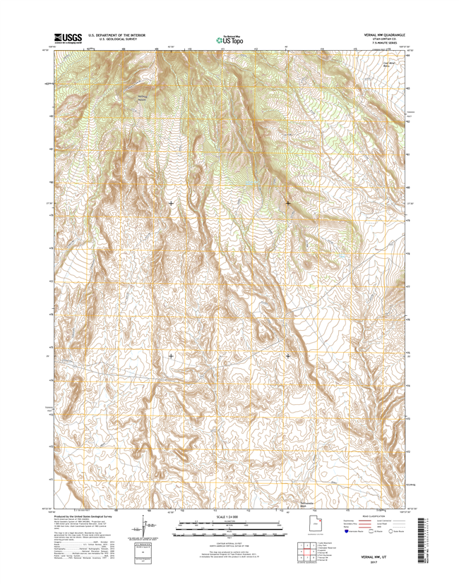 Vernal NW Utah - 24k Topo Map