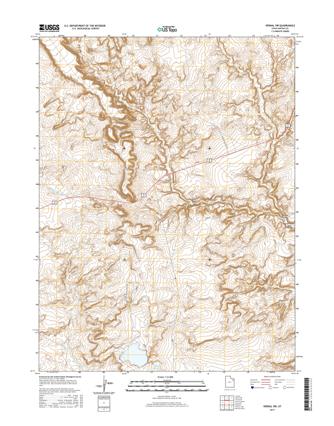 Vernal SW Utah - 24k Topo Map