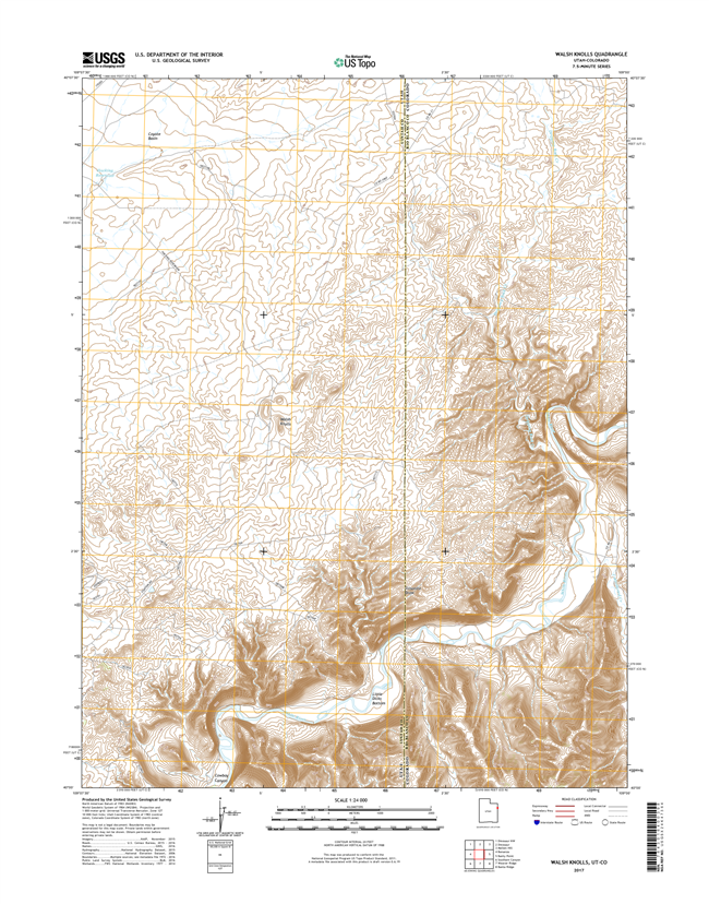 Walsh Knolls Utah - Colorado - 24k Topo Map