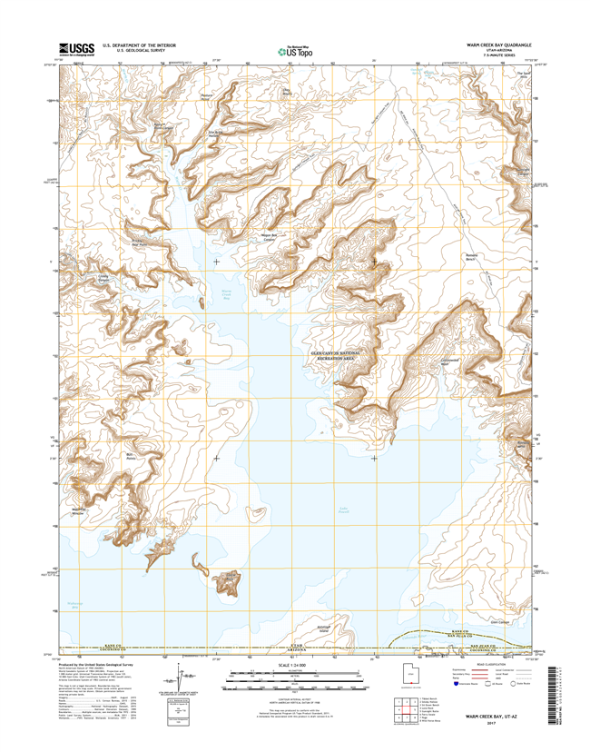 Warm Creek Bay Utah - Arizona - 24k Topo Map