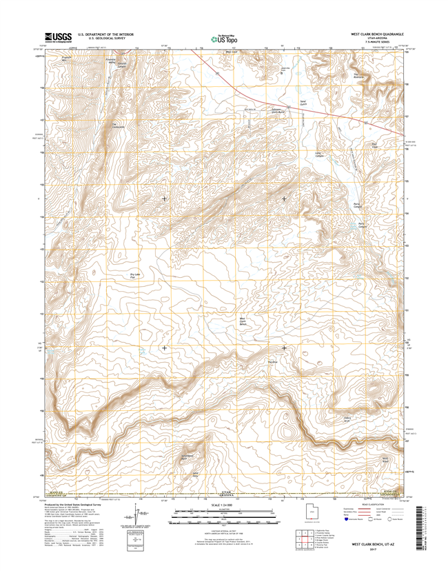 West Clark Bench Utah - Arizona - 24k Topo Map