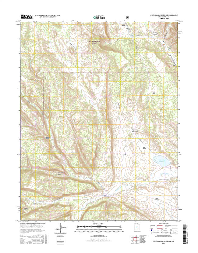 Wide Hollow Reservoir Utah - 24k Topo Map
