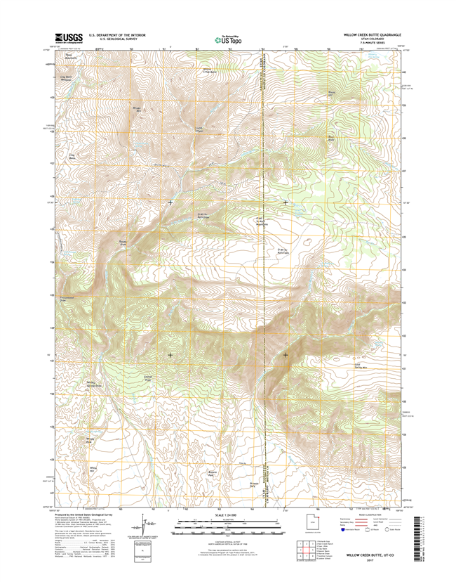 Willow Creek Butte Utah - Colorado - 24k Topo Map