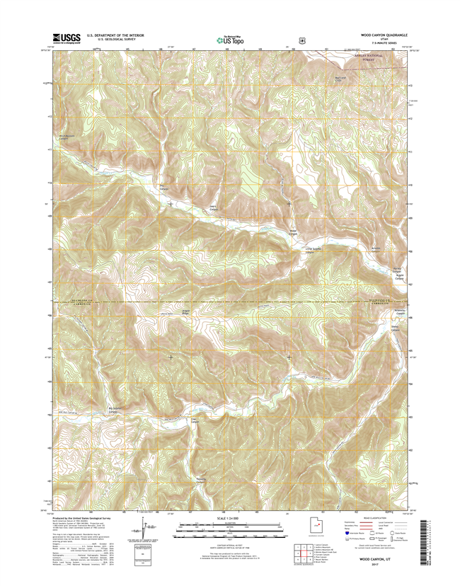 Wood Canyon Utah - 24k Topo Map
