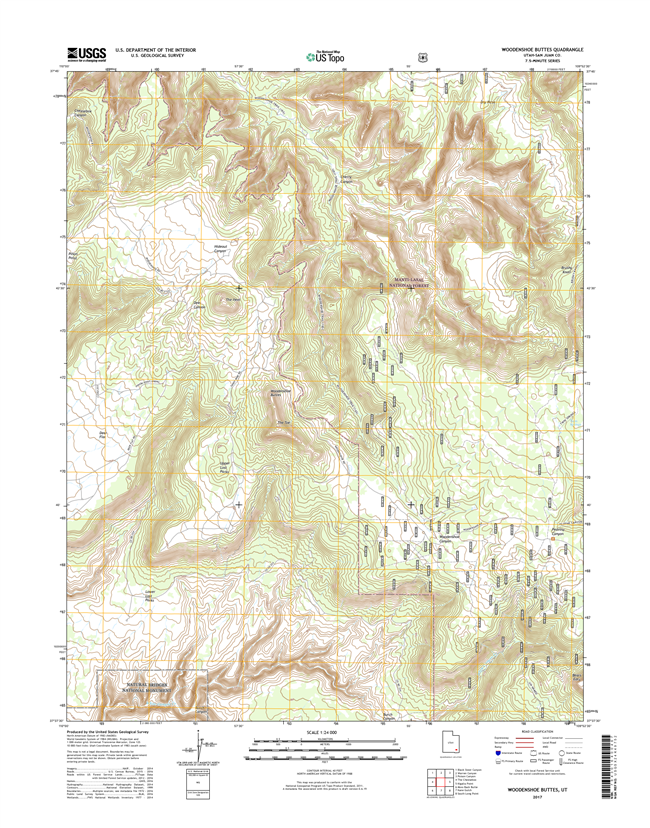 Woodenshoe Buttes Utah - 24k Topo Map