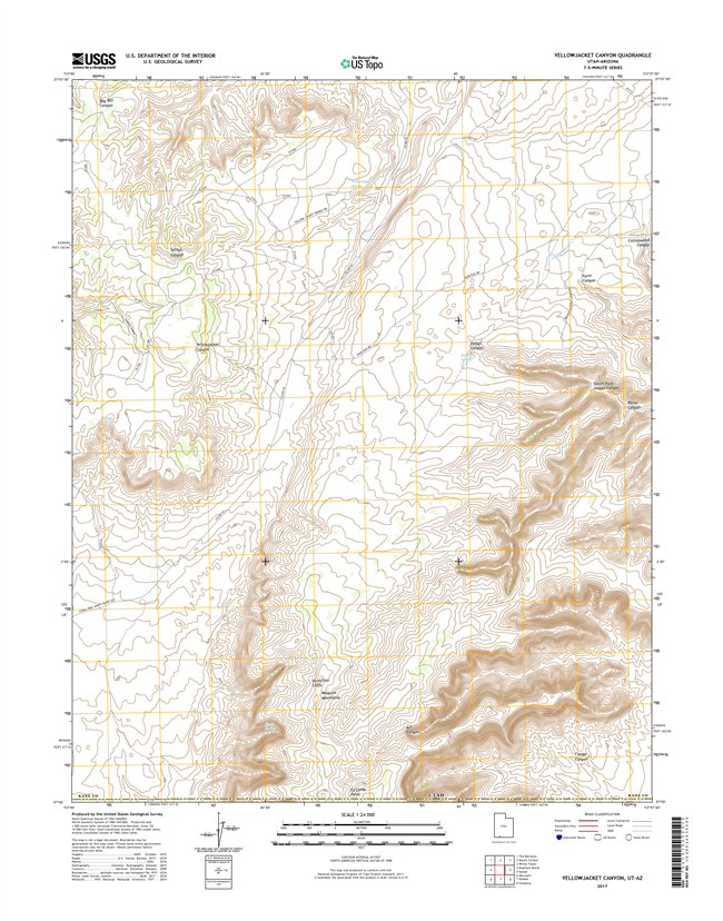 Yellowjacket Canyon Utah - Arizona - 24k Topo Map