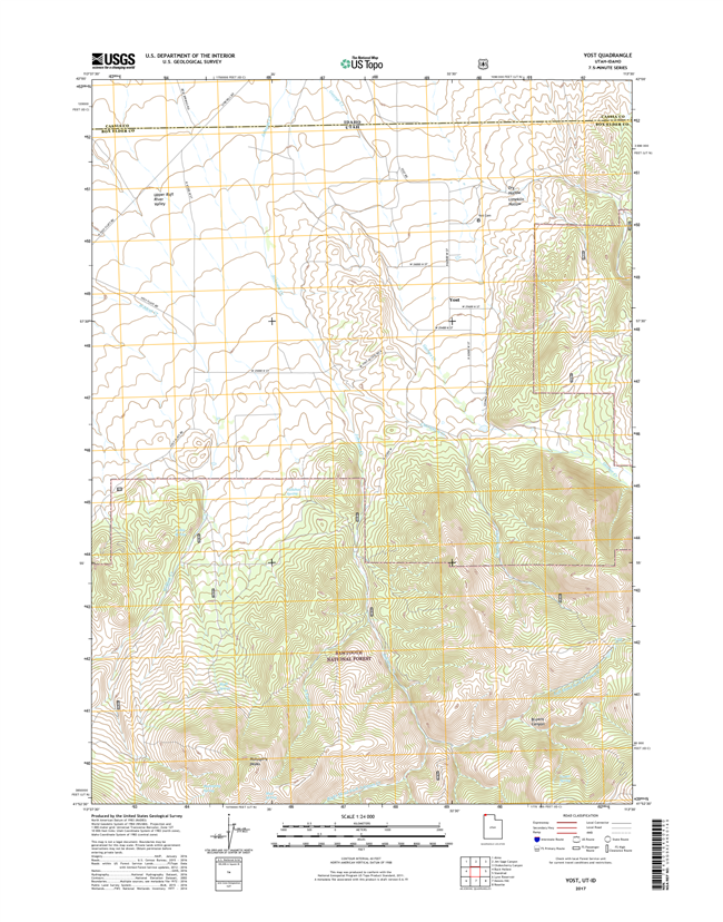 Yost Utah - Idaho  - 24k Topo Map