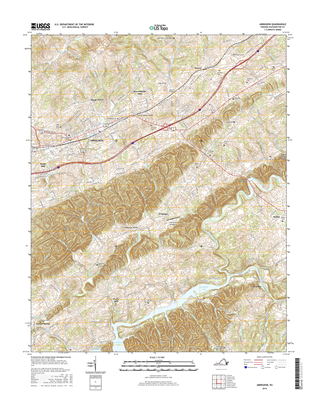 Abingdon Virginia  - 24k Topo Map