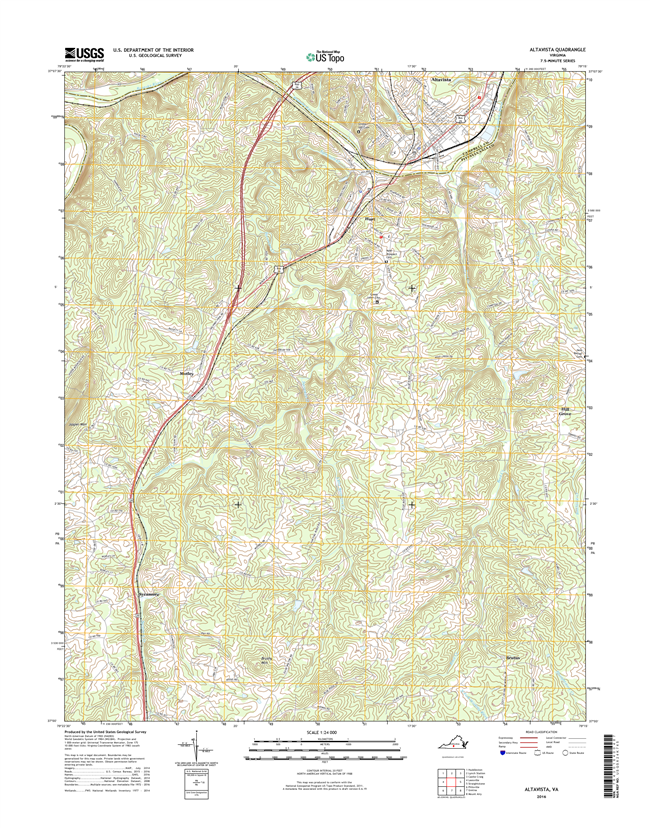 Altavista Virginia  - 24k Topo Map