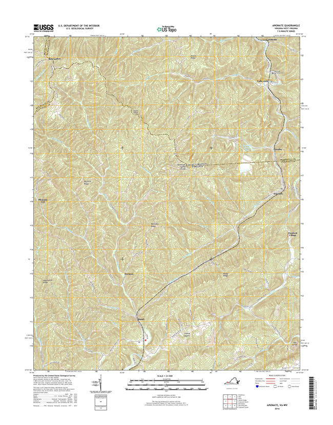 Amonate Virginia - West Virginia - 24k Topo Map