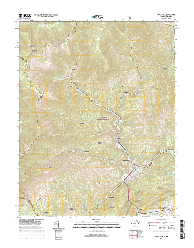 Appalachia Virginia - Kentucky - 24k Topo Map