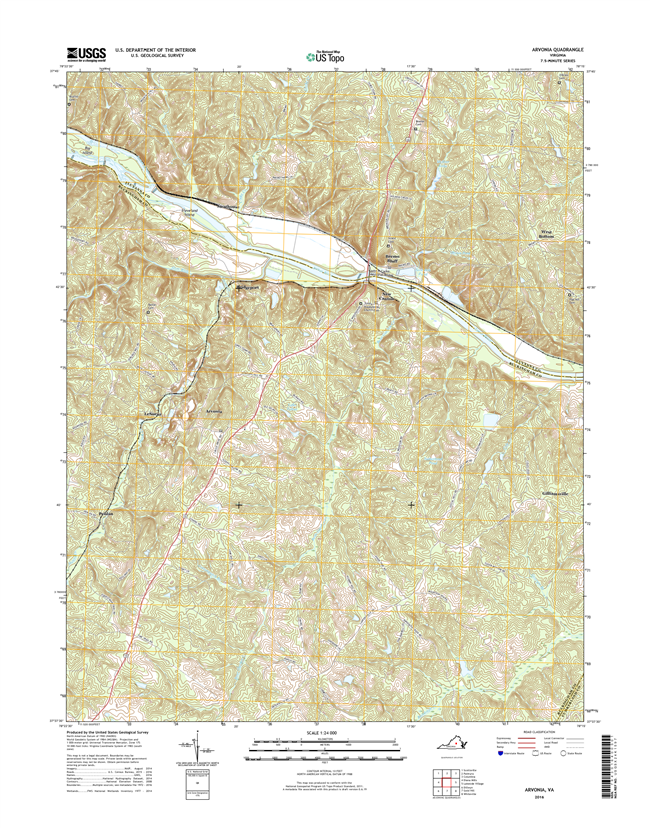 Arvonia Virginia  - 24k Topo Map