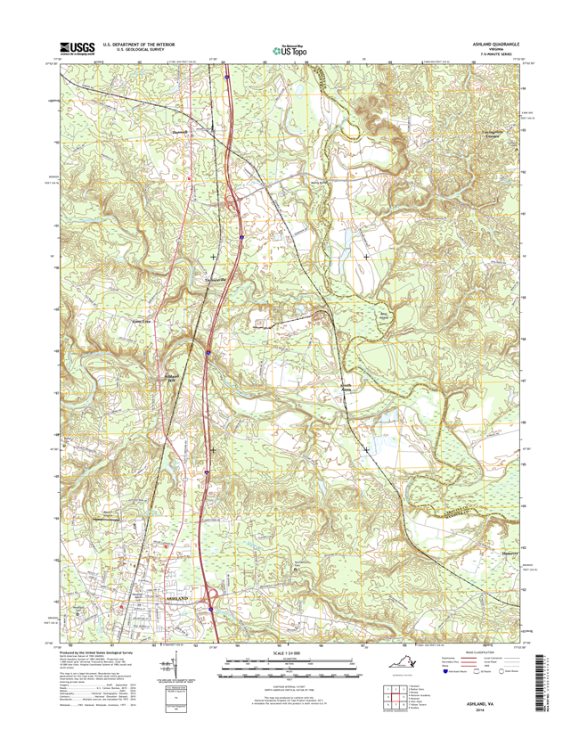 Ashland Virginia  - 24k Topo Map