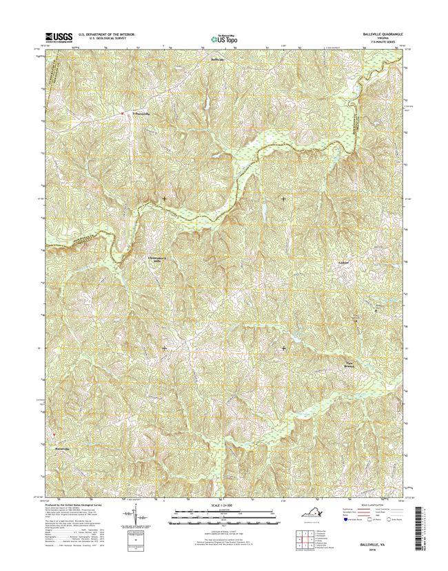 Ballsville Virginia  - 24k Topo Map