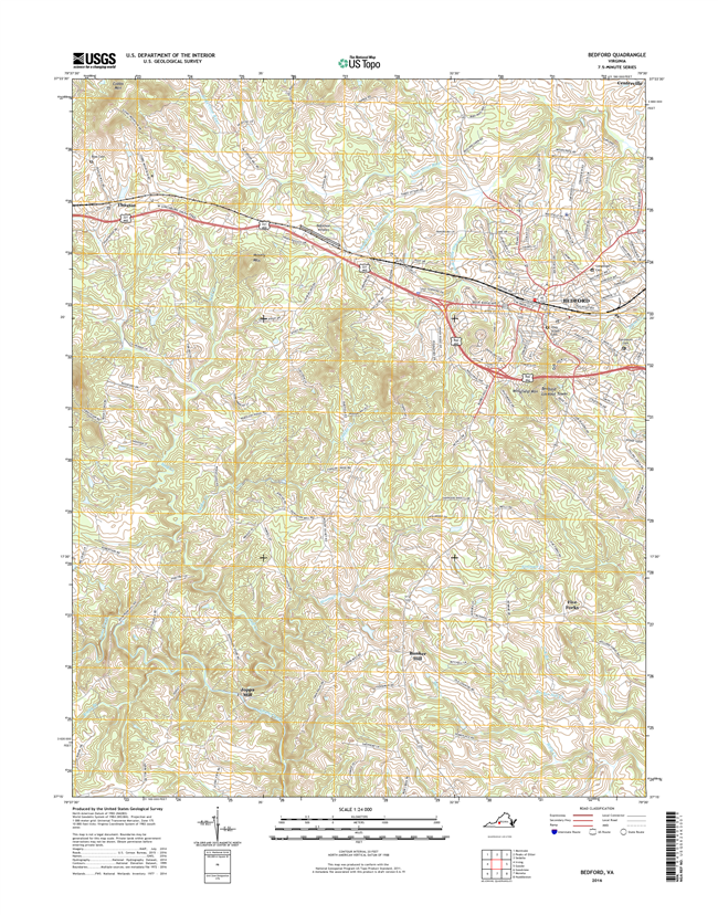 Bedford Virginia  - 24k Topo Map