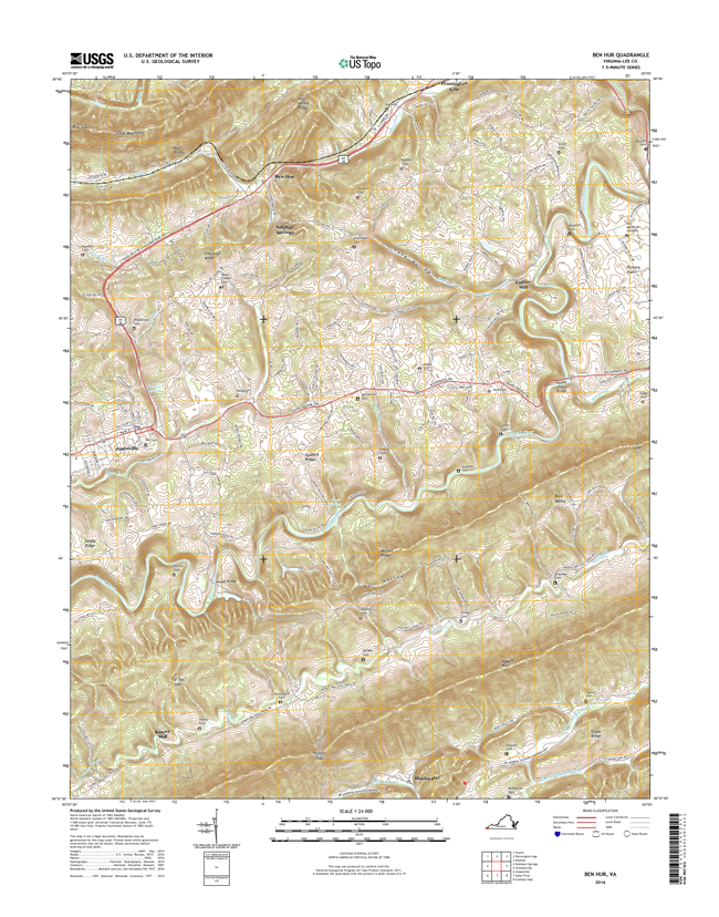 Ben Hur Virginia  - 24k Topo Map
