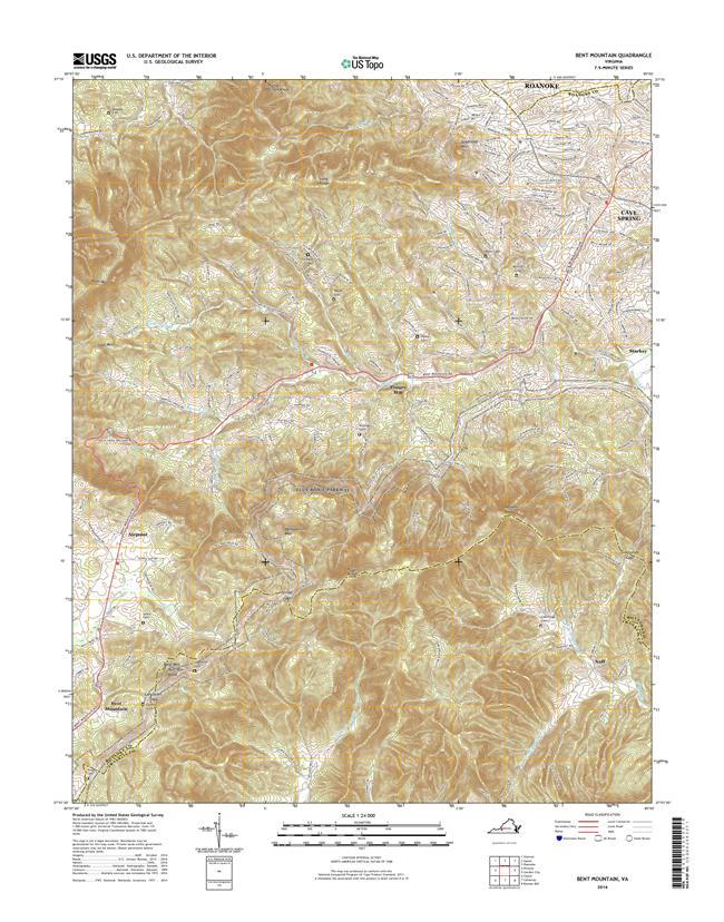 Bent Mountain Virginia  - 24k Topo Map