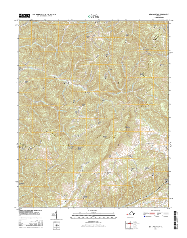 Big A Mountain Virginia  - 24k Topo Map