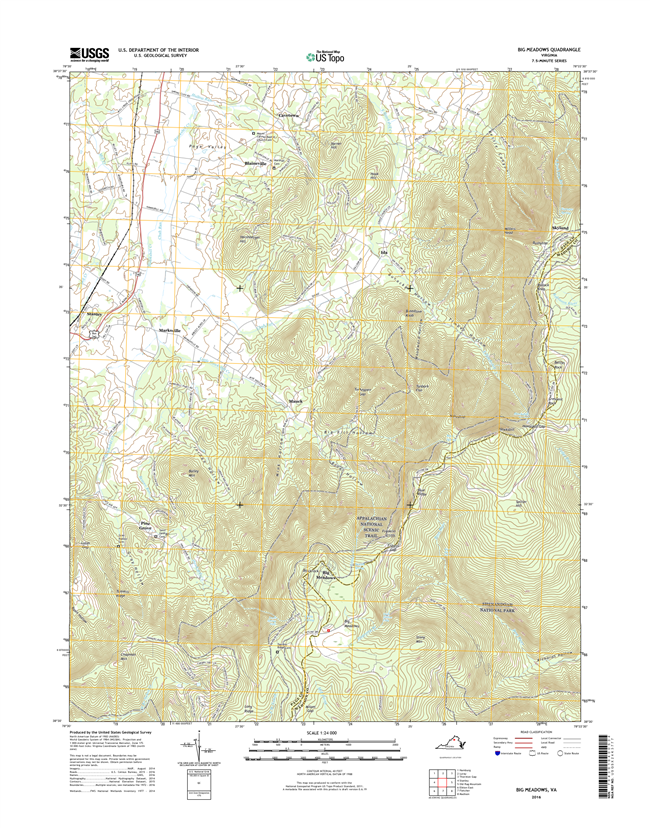 Big Meadows Virginia  - 24k Topo Map