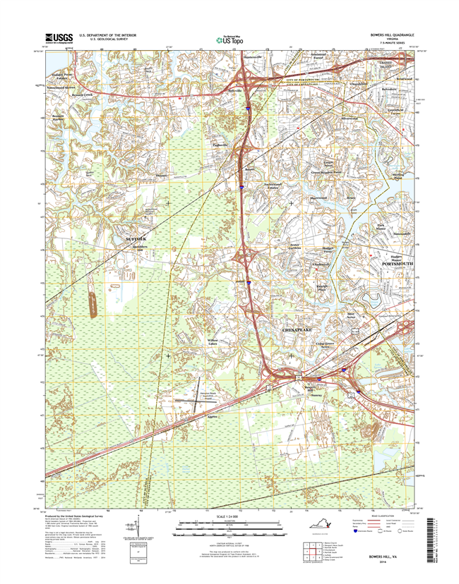 Bowers Hill Virginia  - 24k Topo Map