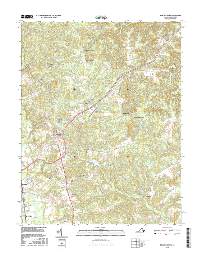 Bowling Green Virginia  - 24k Topo Map