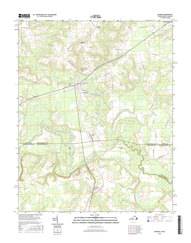 Boykins Virginia - North Carolina  - 24k Topo Map