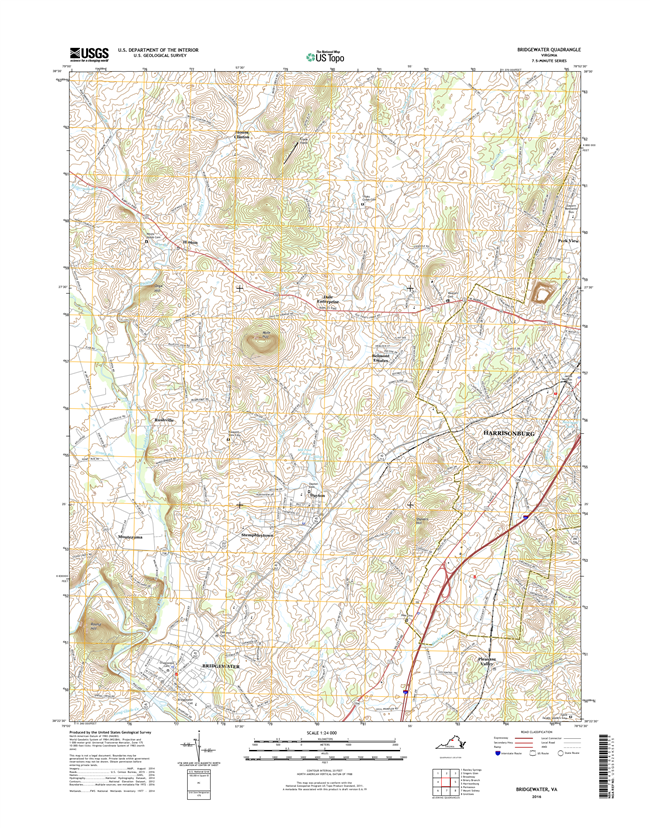 Bridgewater Virginia  - 24k Topo Map