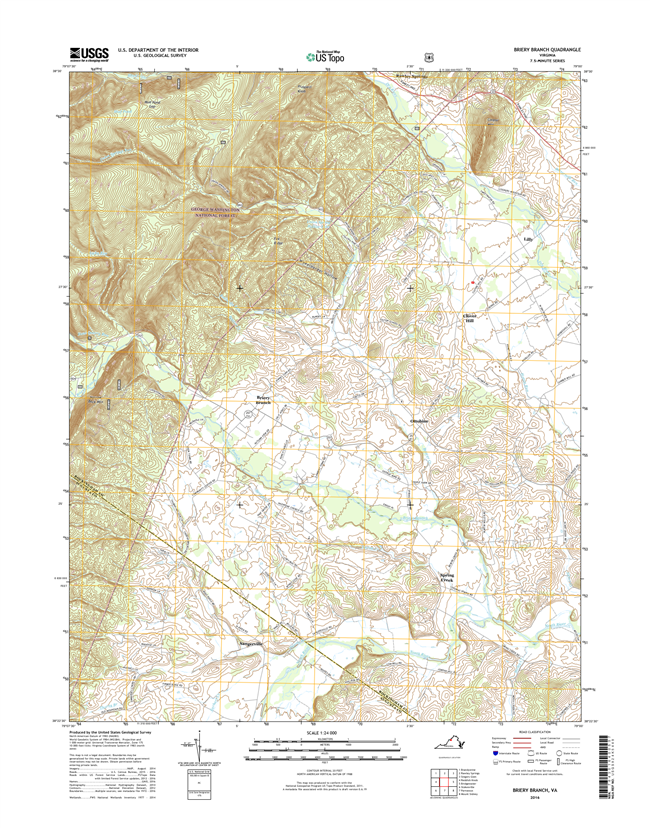 Briery Branch Virginia  - 24k Topo Map