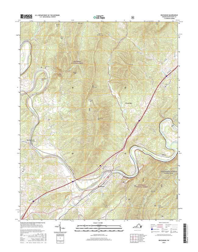 Buchanan Virginia  - 24k Topo Map