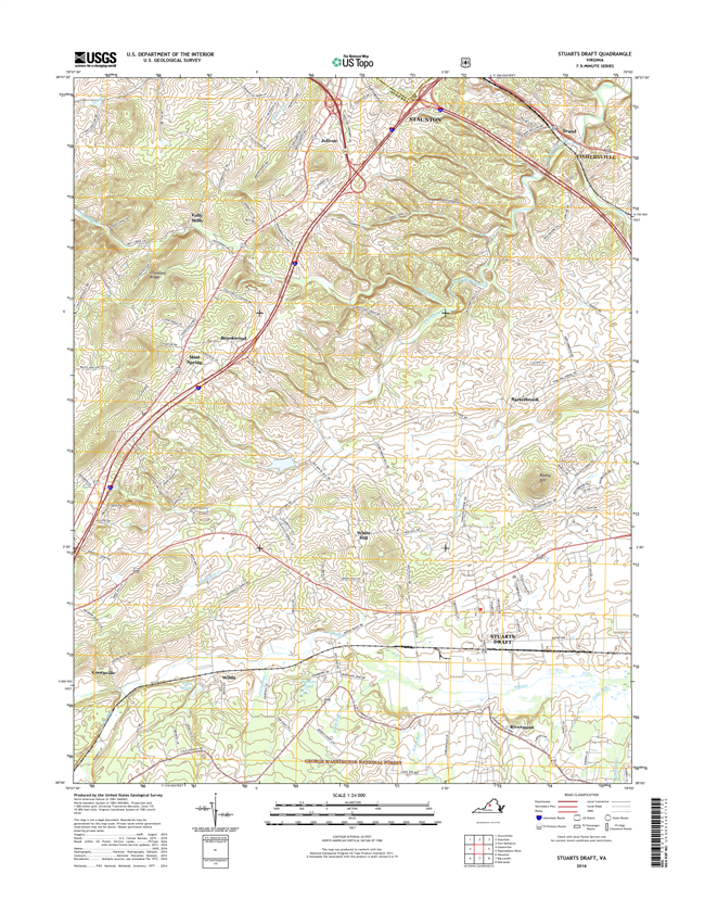 Stuarts Draft Virginia  - 24k Topo Map