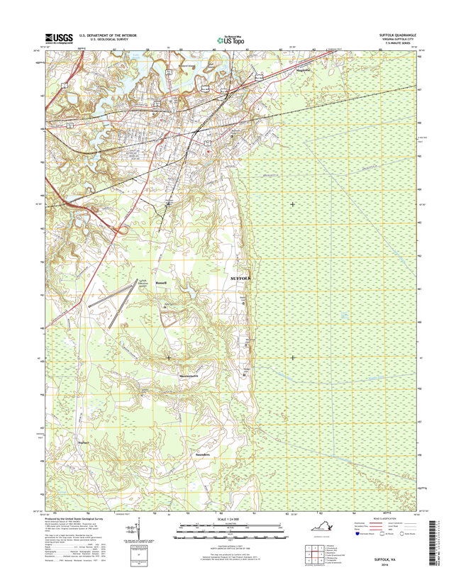 Suffolk Virginia  - 24k Topo Map