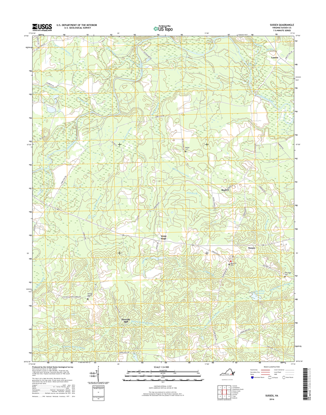 Sussex Virginia  - 24k Topo Map