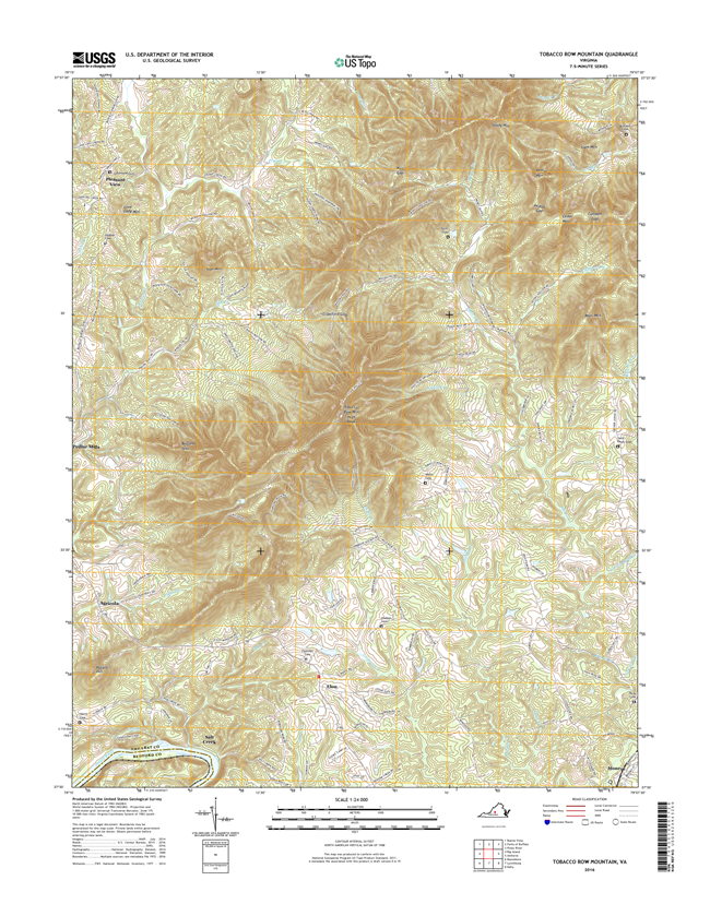 Tobacco Row Mountain Virginia  - 24k Topo Map