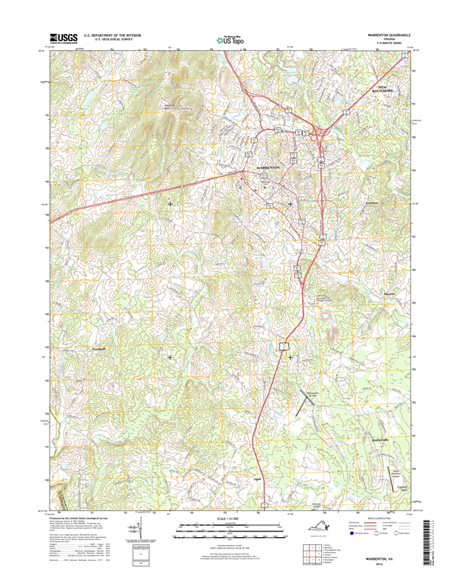 Warrenton Virginia  - 24k Topo Map