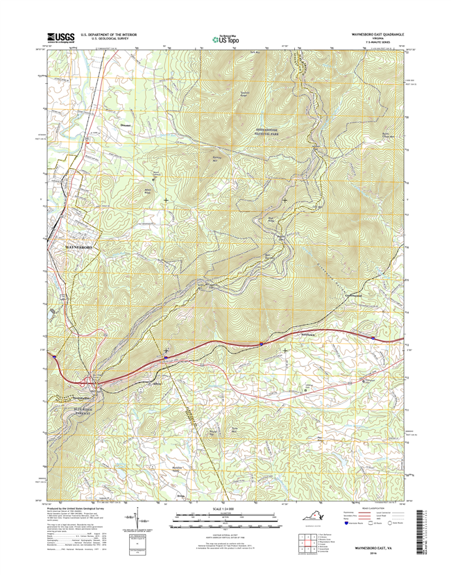 Waynesboro East Virginia  - 24k Topo Map