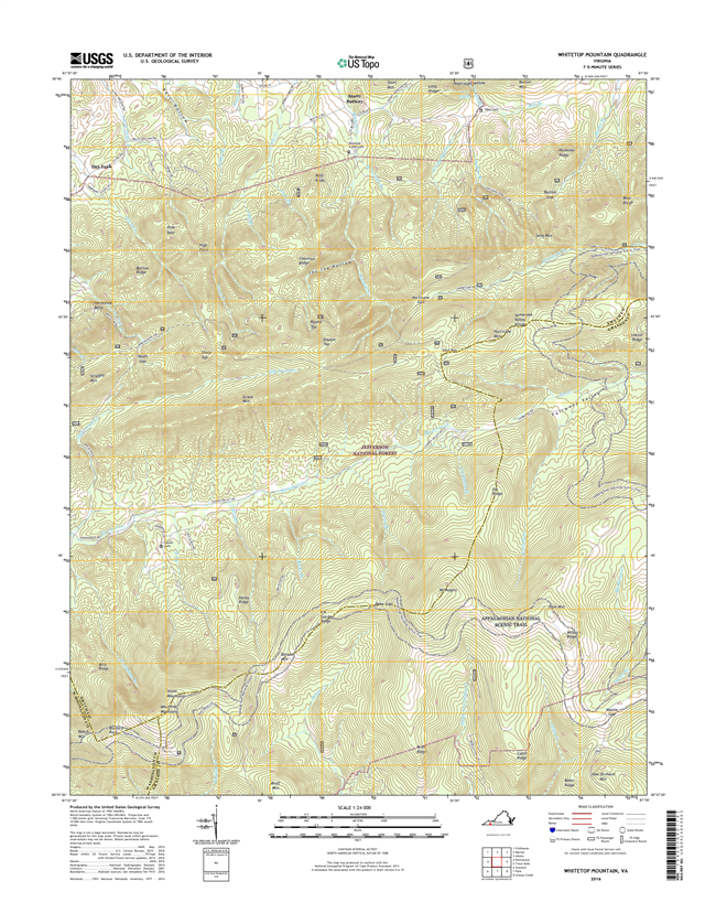 Whitetop Mountain Virginia  - 24k Topo Map