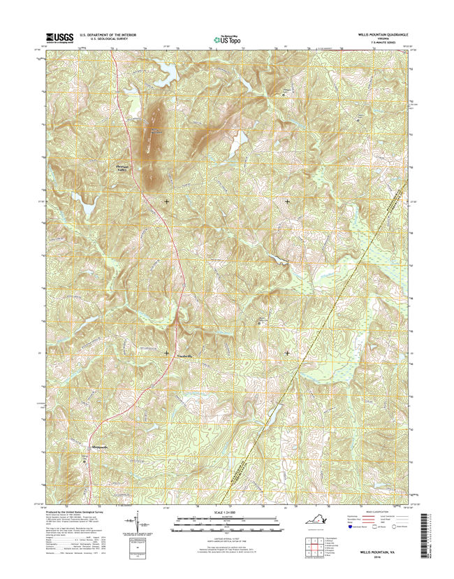 Willis Mountain Virginia  - 24k Topo Map
