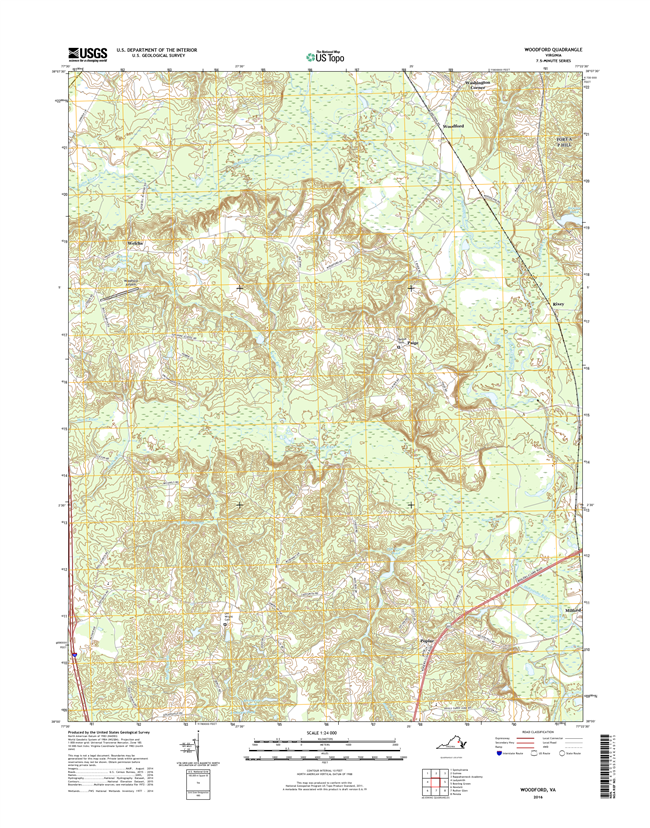 Woodford Virginia  - 24k Topo Map