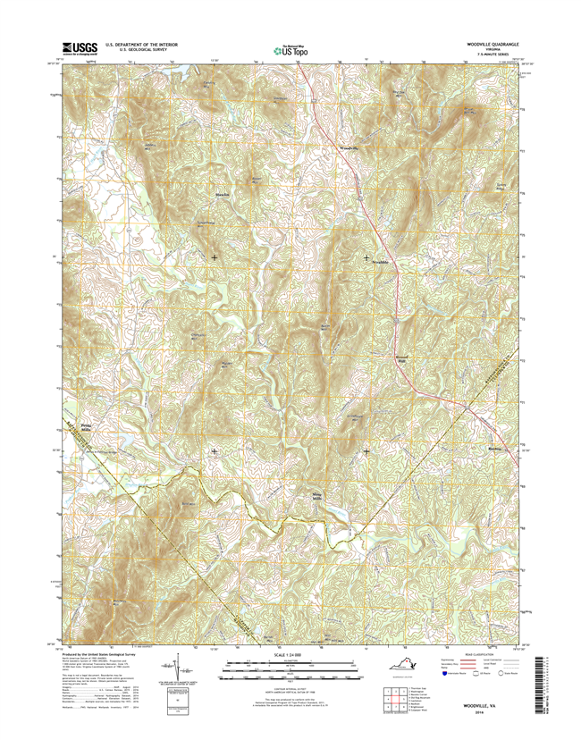 Woodville Virginia  - 24k Topo Map