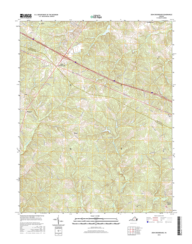 Zion Crossroads Virginia  - 24k Topo Map