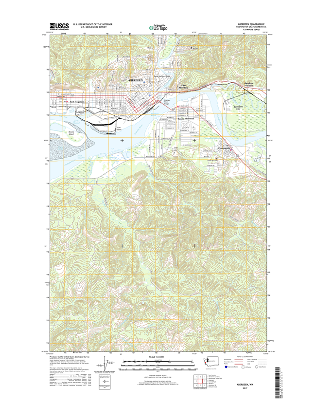 Aberdeen Washington  - 24k Topo Map